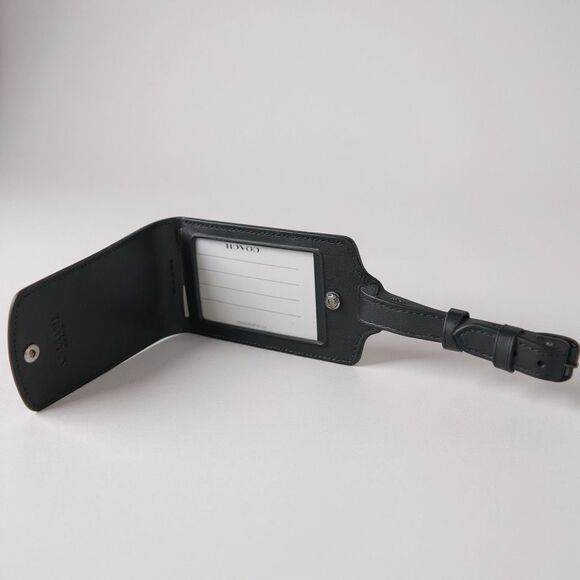 Coach Signature Canvas Leather Luggage Tag Gunmetal /Charcoal, Travel Accessory - Picture 2 of 4